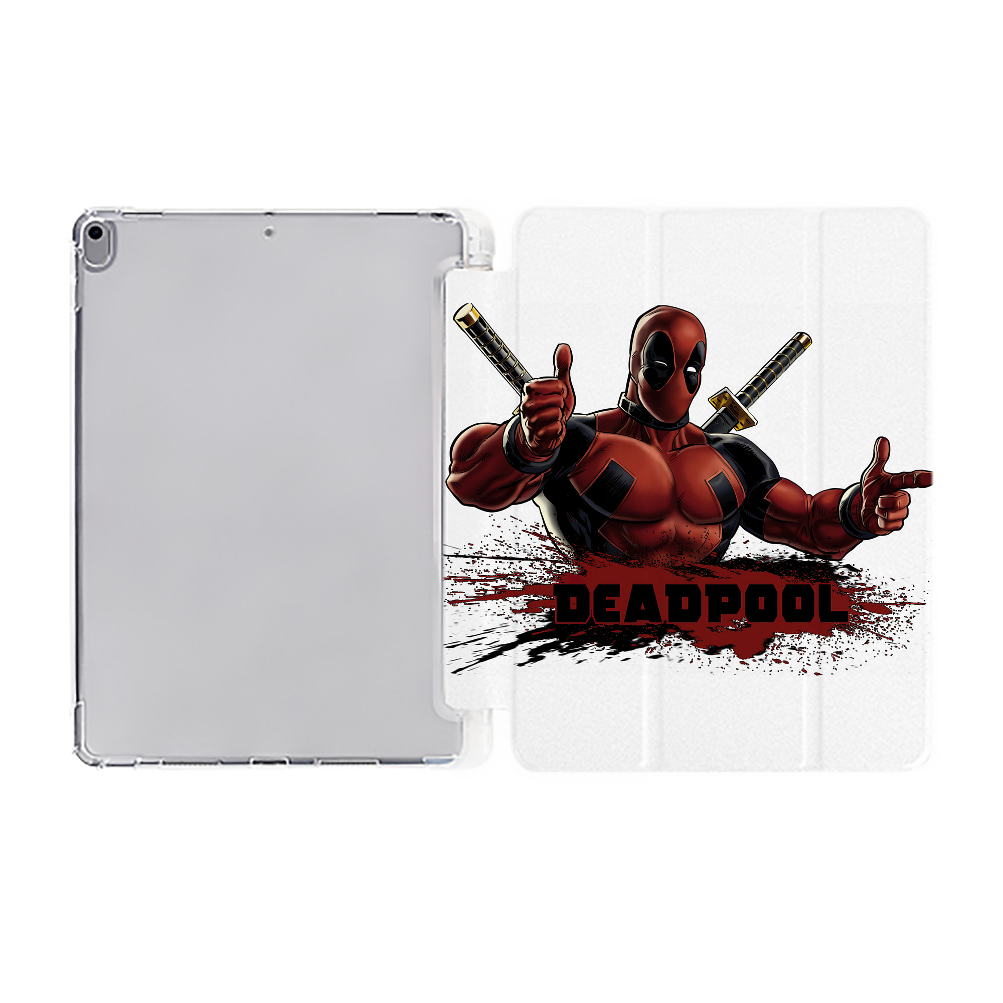 （画像用） Deadpool デッドプール IPad ケース ペン収納付き 三つ折りスタンド PUレザー×シリコン 対応機種9.5/10.5/10.9インチ